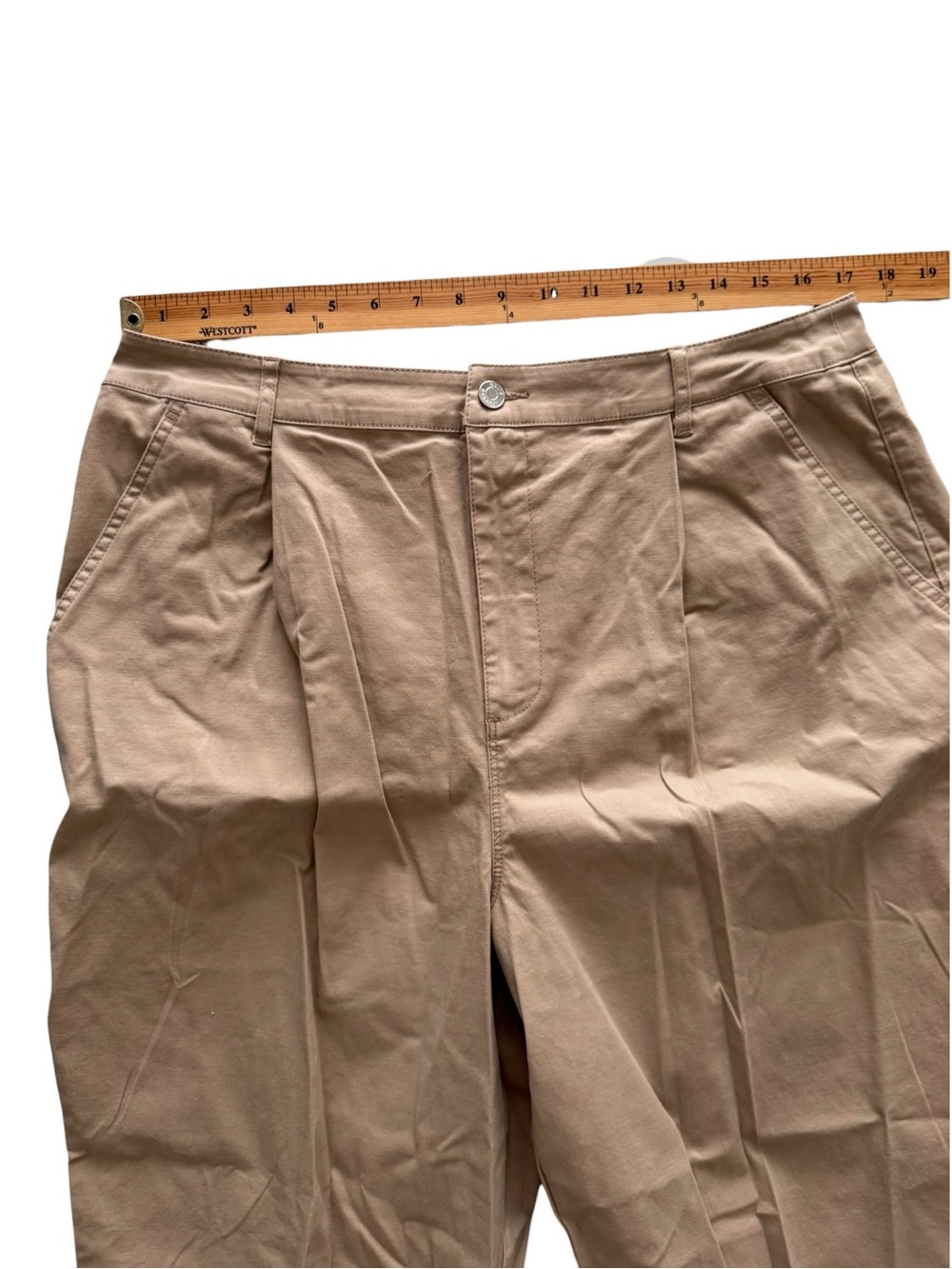 NWT ASOS Design | Women’s Tan Pleated Chino Trousers | Size 12 - Picture 3 of 6